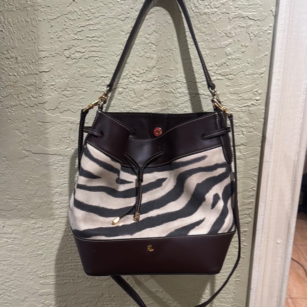 Ralph Lauren Zebra Print Bucket Bag